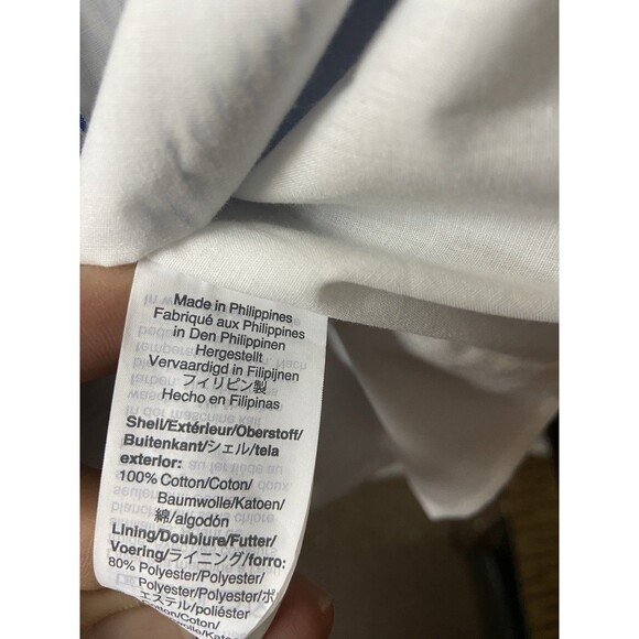 J Crew Factory Dress Size 14 Blue & White Stripe Seersucker Jumper Strappy - Picture 10 of 12